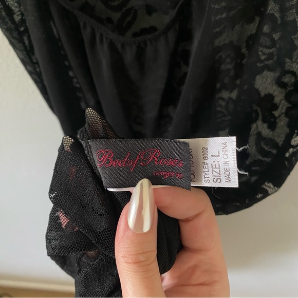 Whimsygoth black rose lace sheer midi slip dress women’s large goth glam gothic - Picture 6 of 6